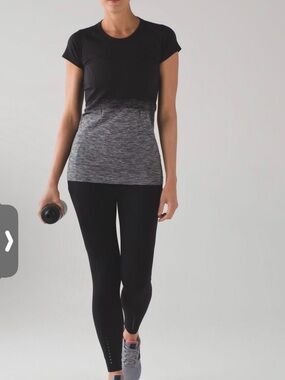Lululemon Grey/ Black Swiftly Tech athletica Black hand Gray Short Sleeve